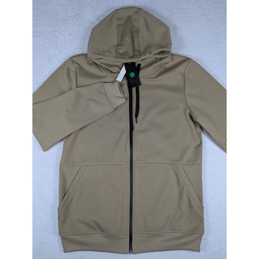 NWT $80 Riflessi Men's Khaki Full Zip Hoodie Jacket Cotton Blend Size Large